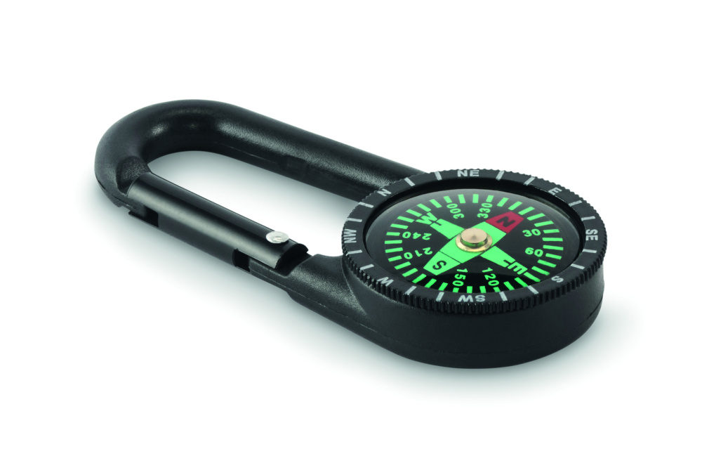 Logo trade promotional giveaways image of: Outdoor compass with carabiner