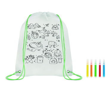 Logo trade promotional merchandise picture of: Non woven kids bag with pens