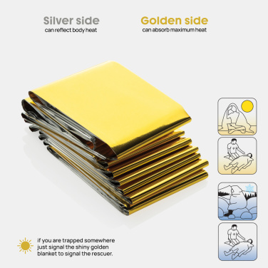 Logotrade corporate gift image of: Solra emergency blanket in RCS recycled RPET pouch