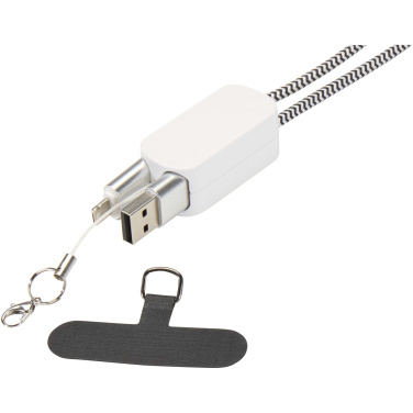 Logo trade promotional merchandise photo of: Anser recycled plastic smartphone lanyard with 27W 5-in-1 built-in cable