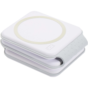 Logo trade promotional items image of: Armus 3-in-1 15W recycled plastic foldable wireless charger