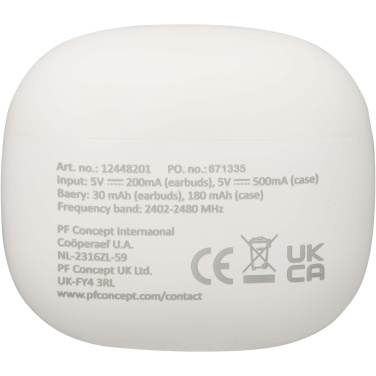 Logo trade corporate gifts image of: Alterf recycled plastic True Wireless Bluetooth® headset with silicone eartips