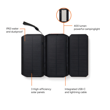 Logotrade promotional giveaway picture of: Nordic Drift Titan 10.000mAh solar powerbank with 3 panels