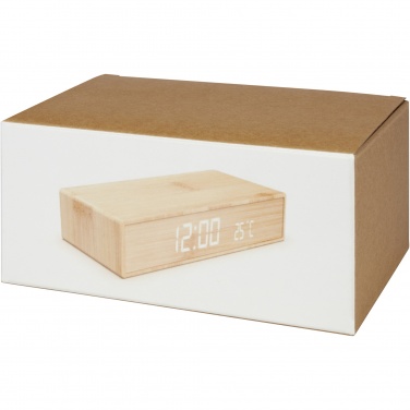 Logo trade reklaamkingitused foto: Minata bambusest juhtmevaba laadija koos kellaga