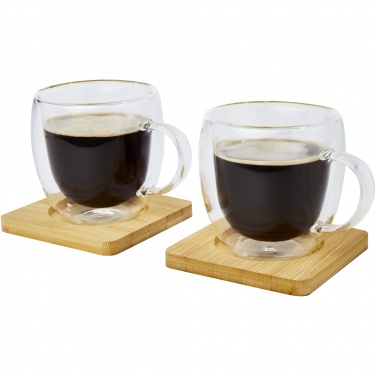 Logotrade reklaamkingi foto: Manti 2-osaline 250 ml topeltseinaga klaasist tass bambusest alusega 