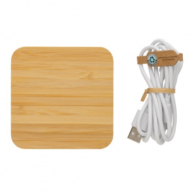Logo trade firmakingituse pilt: Bambusest 10 W juhtmevaba laadija USB-ga