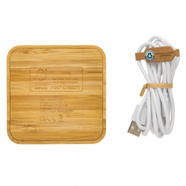 Logotrade ärikingitused pilt: Bambusest 10 W juhtmevaba laadija USB-ga