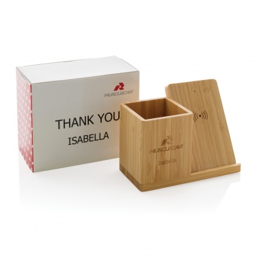 Logotrade meene foto: Calgary bambusest 10W juhtmevaba laadija