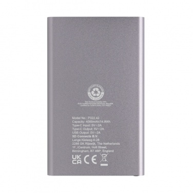 Logotrade firmakingituse foto: RCS-i taaskasutatud plastist/alumiiniumist 4000 mah C-tüüpi akupank