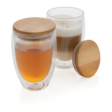 Logotrade reklaamkingi foto: Kaheseinaline boorsilikaatklaas bambusest kaanega 350ml 2tk komplekt