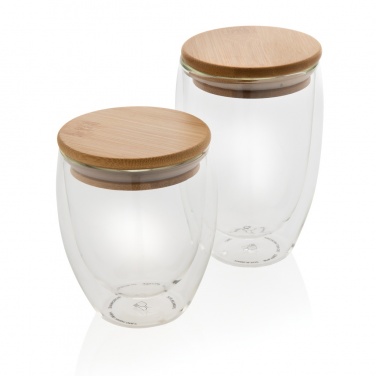 Logo trade firmakingituse pilt: Kaheseinaline boorsilikaatklaas bambusest kaanega 350ml 2tk komplekt