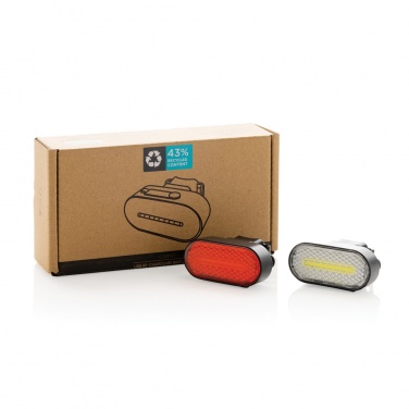 Logo trade reklaamtoote pilt: Lumino RCS taaskasutatud plastikust USB-taaslaetav rattatulede komplekt