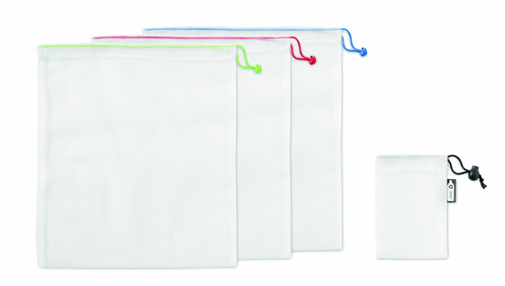 Logo trade firmakingitused foto: Komplektis 3 RPET võrgust toidukotti