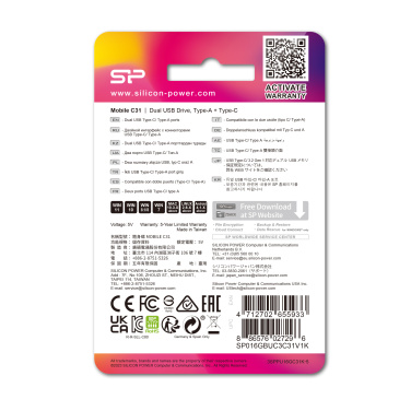 Logotrade firmakingid pilt: Pendrive USB/tüüp - C Silicon Power Mobile C31 3.0 OTG