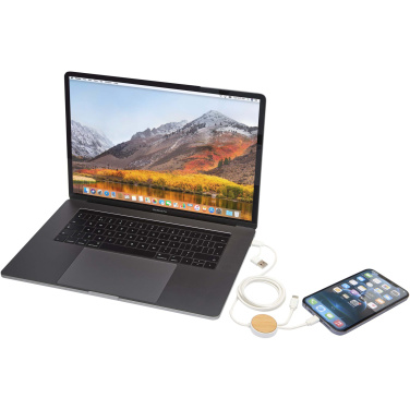 Logo trade firmakingituse pilt: Chechia 5-in-1 taaskasutatud plastist 150 cm kiirlaadimiskaabel bambusdetailidega