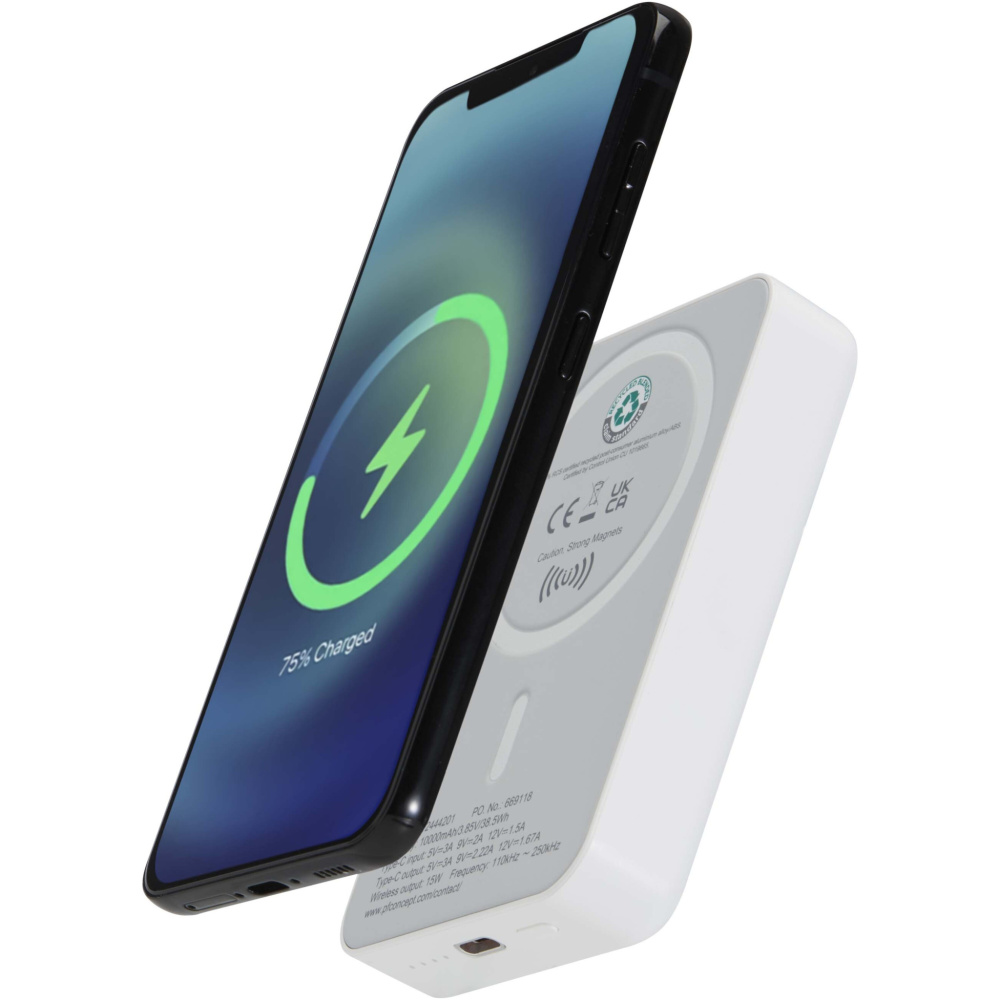 Logotrade firmakingid pilt: Acrab 10 000 mAh 15W magnetiline juhtmevaba varupank 20W PD-ga - valmistatud taaskasutatud plastist