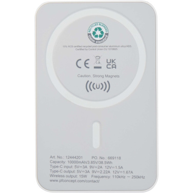 Logotrade firmakingid pilt: Acrab 10 000 mAh 15W magnetiline juhtmevaba varupank 20W PD-ga - valmistatud taaskasutatud plastist