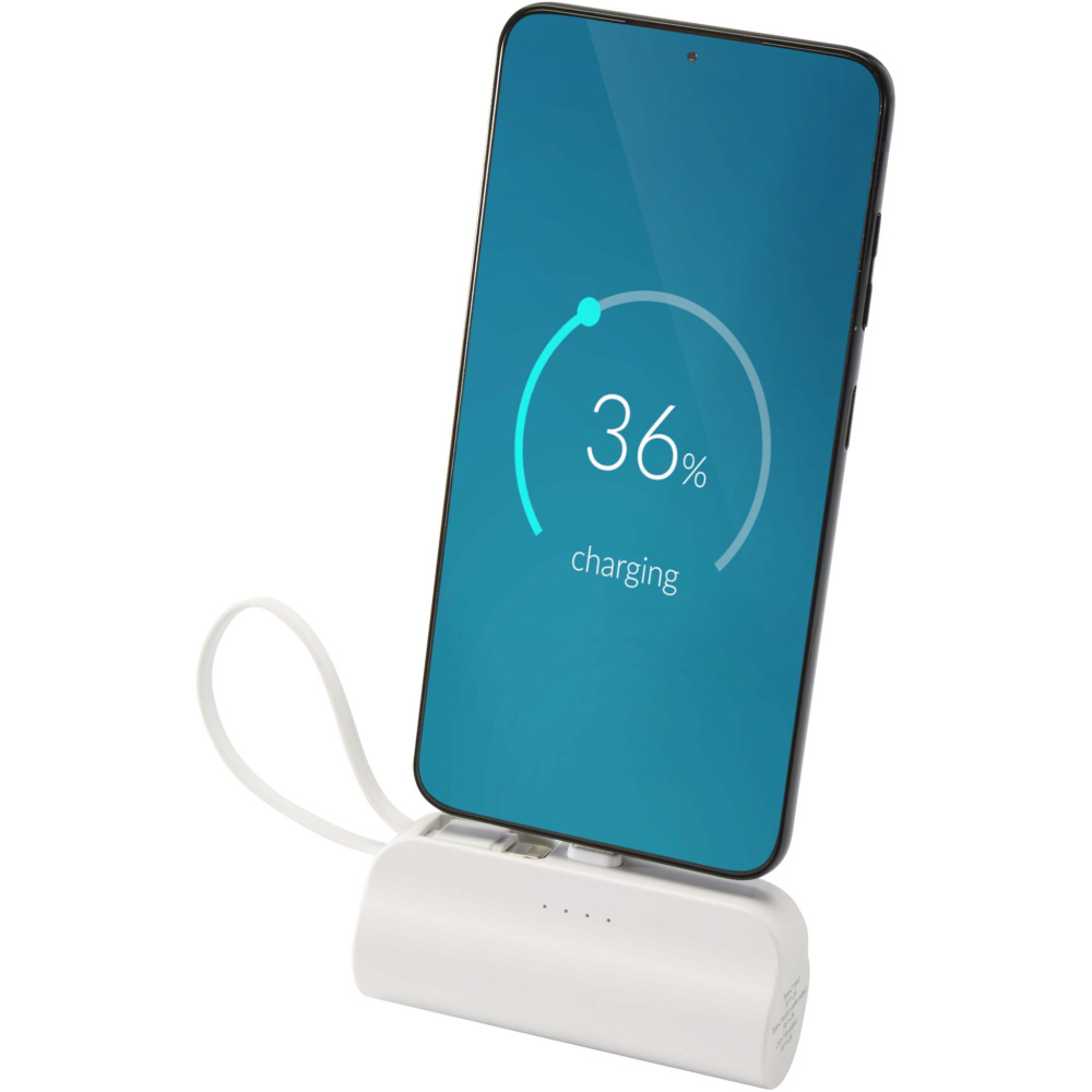 Logotrade reklaamkingid pilt: Alnair 5000 mAh 10W taaskasutatud plastist C-tüüpi akupank sisseehitatud klapiga alusega ja 2-ühes kaabliga