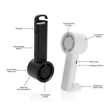 Logotrade reklaamtooted pilt: Twist RCS taaskasutatud plastist laetav kaasaskantav ventilaator