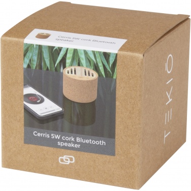Logo trade mainoslahja ja liikelahja tuotekuva: Cerris 5 W:n Bluetooth®-kaiutin korkkimateriaalia