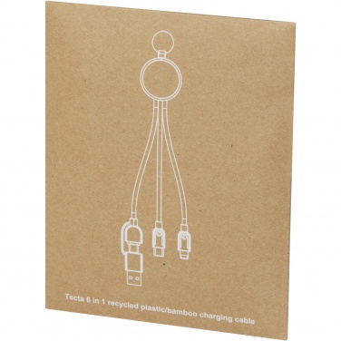 Logotrade mainoslahja ja liikelahja kuva: Tecta 6-in-1 kierrätysmuovista ja bambusta valmistettu latauskaapeli avaimenperällä