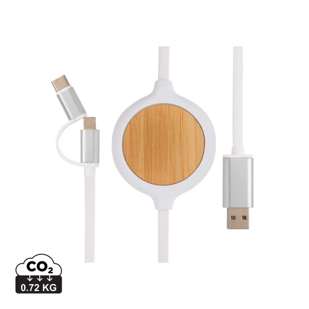 Logo trade mainostuote kuva: 3-in-1 5W bambu langaton laturi