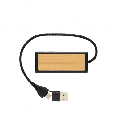 Logotrade mainoslahjat ja liikelahjat tuotekuva: Link RCS kaksoistulo USB-hub kierrätysmuovia ja bambua