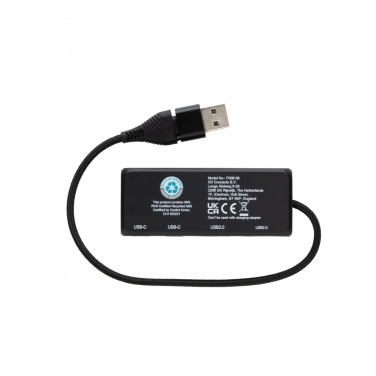 Logo trade liikelahja mainoslahja tuotekuva: Link RCS kaksoistulo USB-hub kierrätysmuovia ja bambua