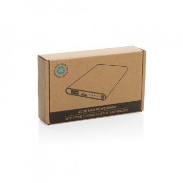 Logotrade liikelahjat mainoslahjat tuotekuva: 4000mAh virtapankki USB-C:llä RCS muovista/alumiinista