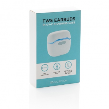 Logo trade mainoslahja kuva: TWS kuulokkeet UV-C sterilointilatauskotelolla