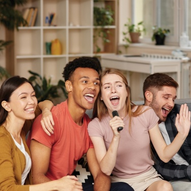 Logo trade liikelahja mainoslahja tuotekuva: Singvibe RCS karaokesarja tuplamikrofonilla kierrätysmuovia