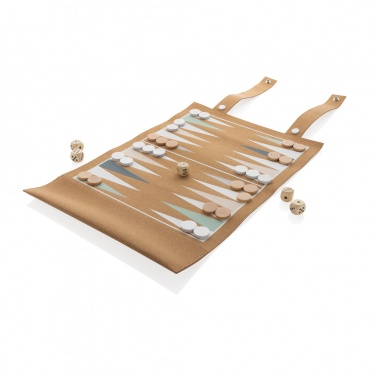 Logotrade mainoslahja ja liikelahja kuva: Britton taitettava backgammon -ja tammipelisetti korkista