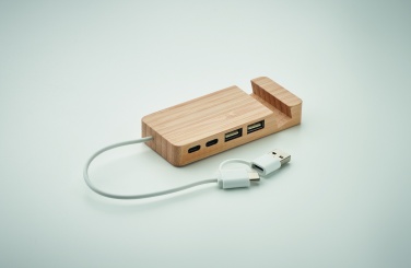 Logotrade liikelahjat mainoslahjat tuotekuva: 4 portin USB-keskitin bambua