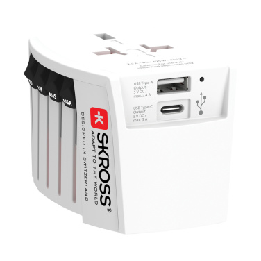 Logotrade mainoslahja tuotekuva: SKROSS World Travel MUV 2-napainen USB A ja C adapteri