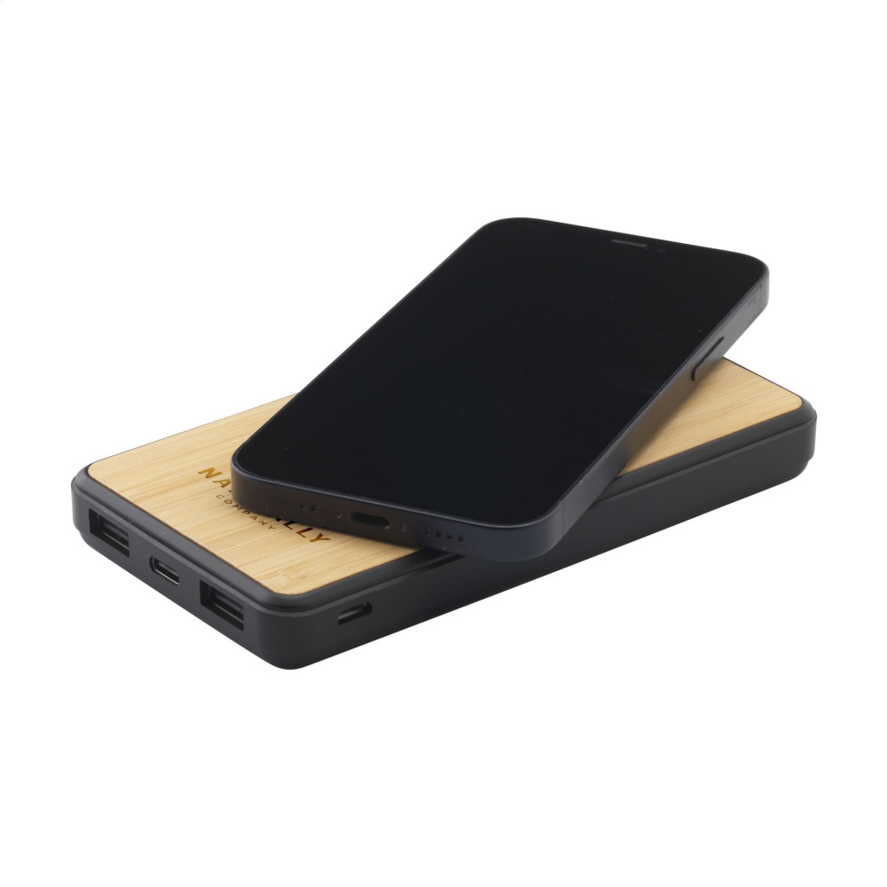 Logotrade mainoslahja ja liikelahja kuva: Boru Bamboo RCS kierrätetty ABS Powerbank langaton laturi