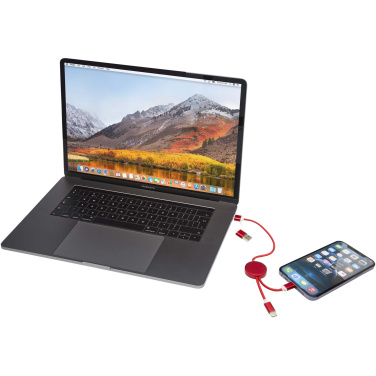 Logo trade liikelahjat mainoslahjat kuva: Alasia kierrätysalumiininen ja -muovinen 30 cm:n ja 27 W:n datasynkronoiva 5-in-1-pikalatauskaapeli