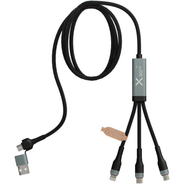 Logotrade mainoslahja ja liikelahja kuva: SCX.design C53 100 W:n rPET-muovista valmistettu ultranopea 5-in-1-latauskaapeli