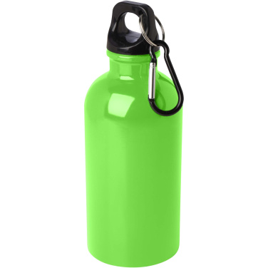 Logo trade mainostuote kuva: Oregon 400 ml:n RCS-sertifioitu, yksiseinämäinen, ruostumattomasta teräksestä valmistettu vesipullo jousihaalla
