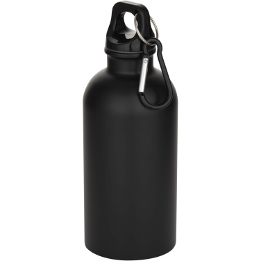 Logo trade mainostuotet tuotekuva: Oregon 400 ml:n RCS-sertifioitu, yksiseinämäinen, ruostumattomasta teräksestä valmistettu vesipullo karabiinihaalla