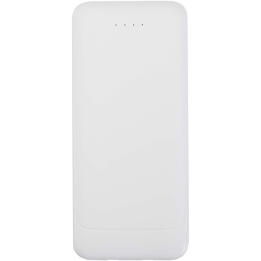 Logo trade mainoslahja ja liikelahja tuotekuva: Adhil 10 000 mAh:n ja 10 W:n kierrätetystä muovista valmistettu varavirtalähde, jossa on kaksi sisäänrakennettua kaapelia