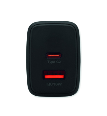 Logotrade liikelahjat kuva: EU:n 2-napainen adapter/laturi