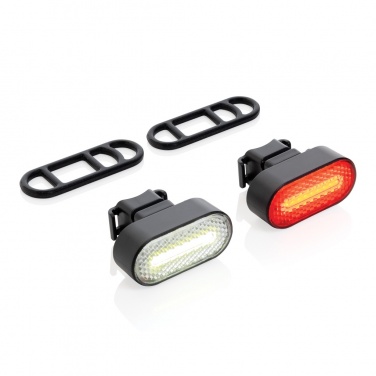 Logotrade dovana nuotrauka: Lumino RCS perdirbto plastiko USB pakartotinai įkraunamas dviračio žibintų rinkinys