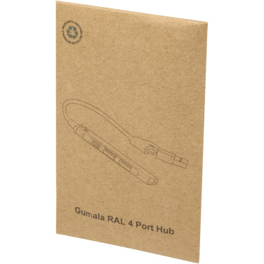 Logotrade firminės dovanos nuotrauka: „Alkaid“ 4 prievadų perdirbto aliuminio USB-A ir C tipo šakotuvas su dviguba įvestimi