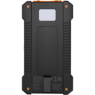 Logotrade logo dāvanas foto: Altair 5000 mAh 10 W pārstrādātas plastmasas izturīga saules enerģijas pārnēsājamā baterija ar iebūvētu lukturīti
