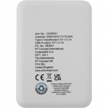 Logotrade profilprodukter bild: Asama 5 000 mAh Type C-powerbank i återvunnen plast