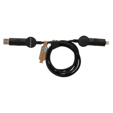 Logotrade kampanjprodukter bild: Oakland 6-i-1 kabel RCS återvunnen rplast m.  snabbladdning