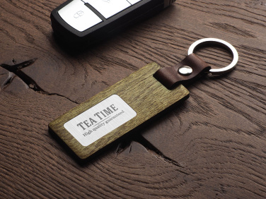 Logotrade reklamprodukter bild: Nyckelring i trä 1853121