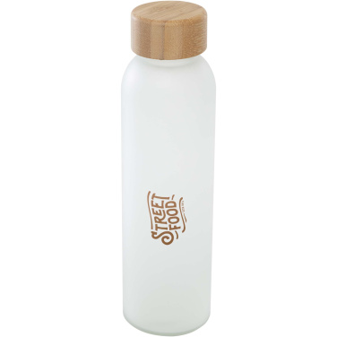 Logotrade presentreklam bild: Lume 500 ml matt glasflaska av silikatglas med bambulock