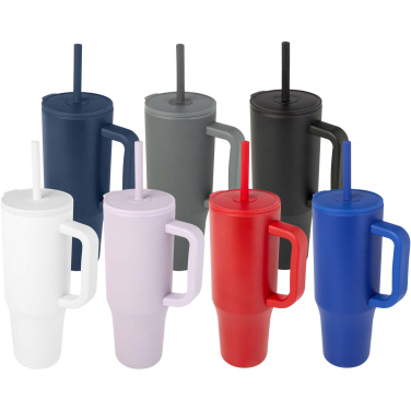Logotrade profilreklam bild: Brady 900 ml RCS-certifierad isolerad mugg med silikonsugrör