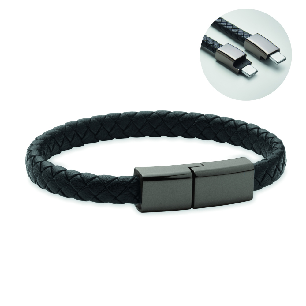 Logotrade reklamprodukter bild: Flätad armband/kabel typ-C
